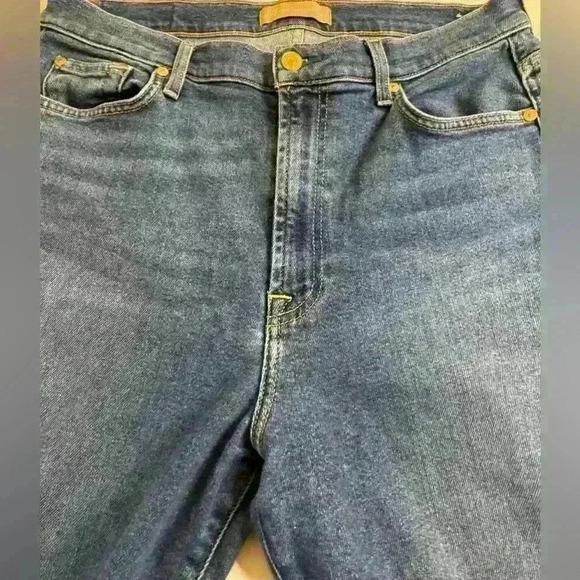 7 For all Mankind Cropped Straight High Waisted Luxe Vintage Denim Jeans size 32 - Picture 4 of 15